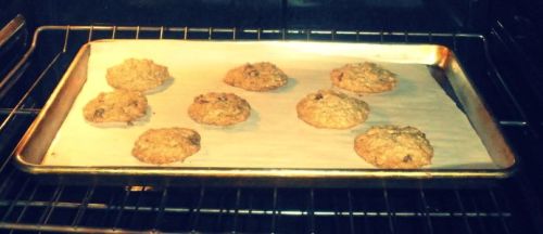 Yummy goodness bakes in the oven...